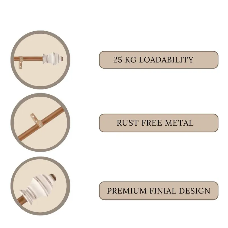 Feature graphic showing curtain rod details and decorative finial