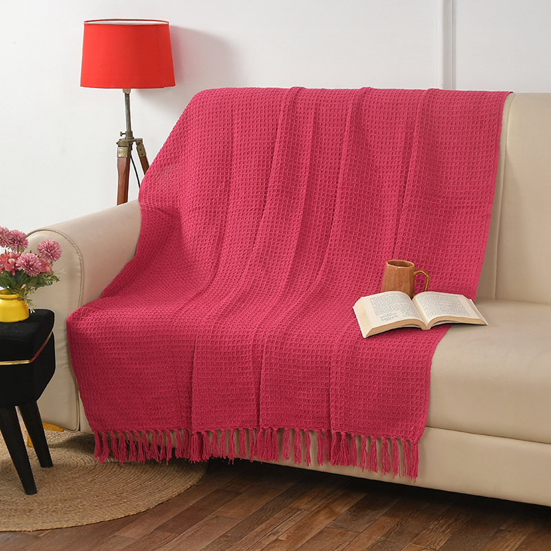 ComfortFlow Cotton Waffle Throws - Pink