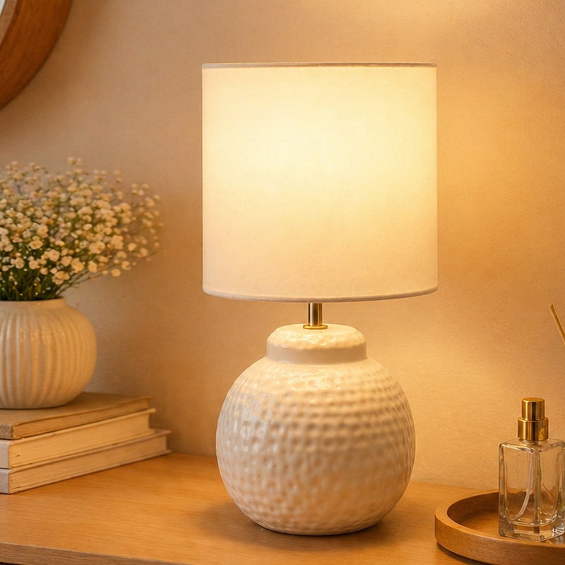 Asteria Pastha Fabric Table Lamp - White