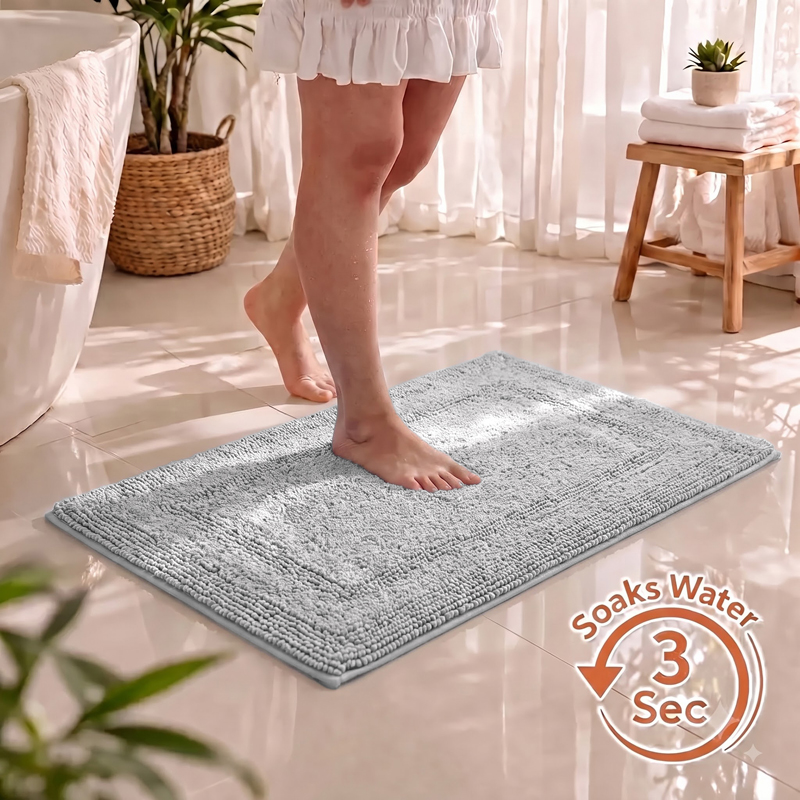 Aqualoom Reversible Bathmat - Light Grey - 40 x 60 cms