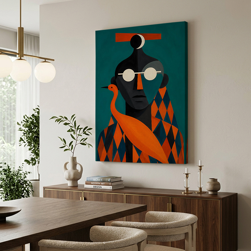 Harlequin Face Study Canvas Wall Painting - Small