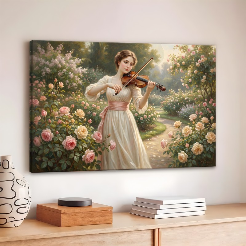 Melody Among Roses Canvas Wall Art - 380 GSM