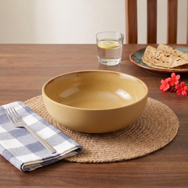 Artisan Table Ceramic Serving Bowl (Beige) - 750 mL - 750 mL