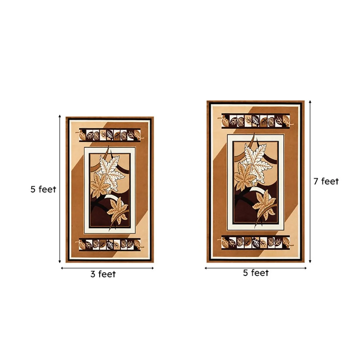 Two size views of the brown rectangular carpet design