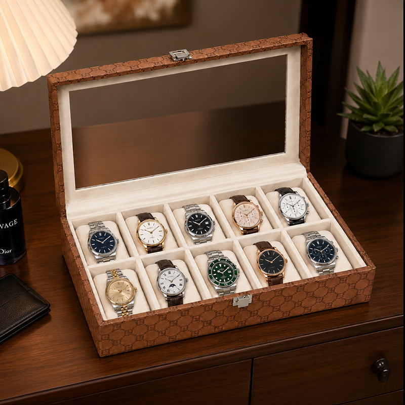 Mahogany Trinket Showcase MDF Jewelbox - Brown