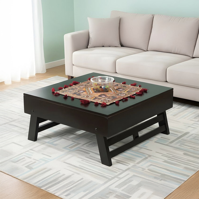 Servo Sheesham Wooden Center Table - Black