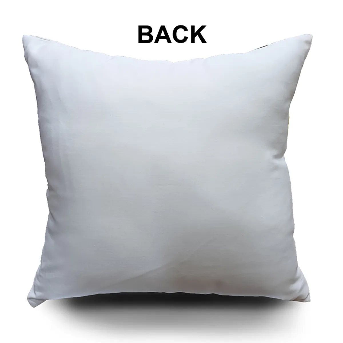 Back view of a plain white square cushion cover