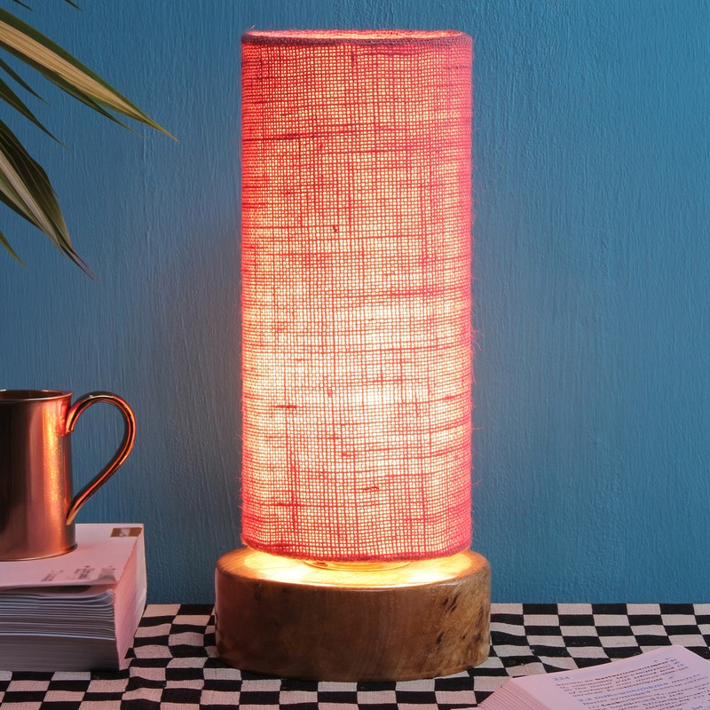 Fulgor Wooden Table Lamp - Pink