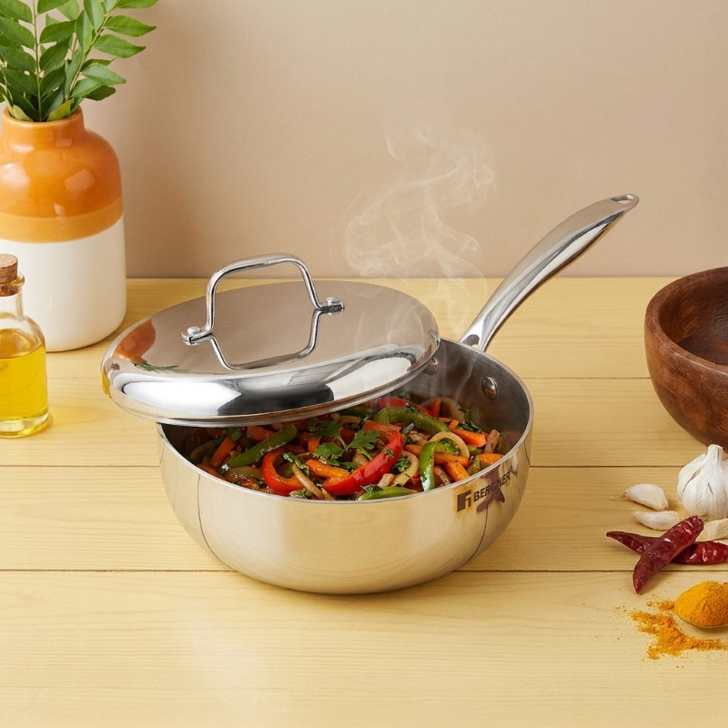 Sizzle Triply Frying Pan With Lid - 2500 mL - 2500 mL