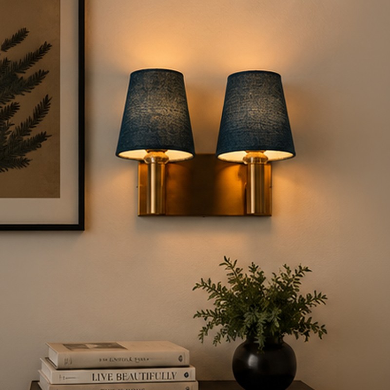Elvarra Twin Jute Wall Lamp - Blue