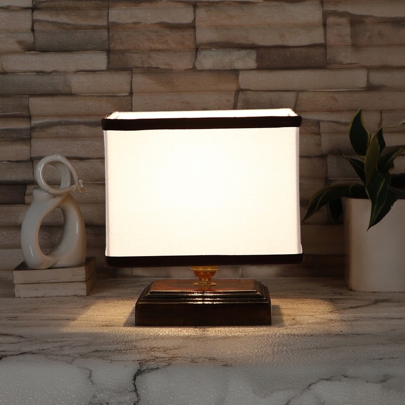 Cedrela Wooden Table Lamp - White