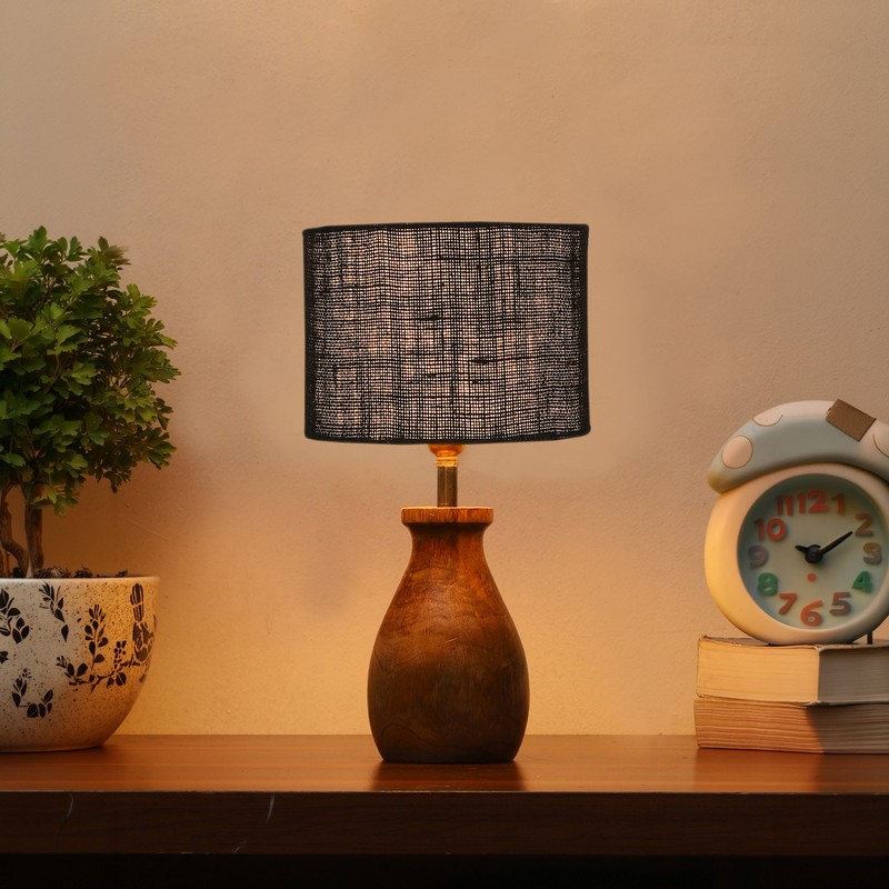 Xylia Wooden Table Lamp - Blue