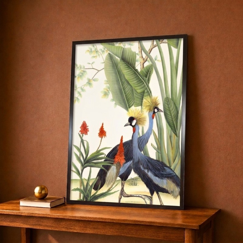Crowned Crane Garden Canvas Wall Painting