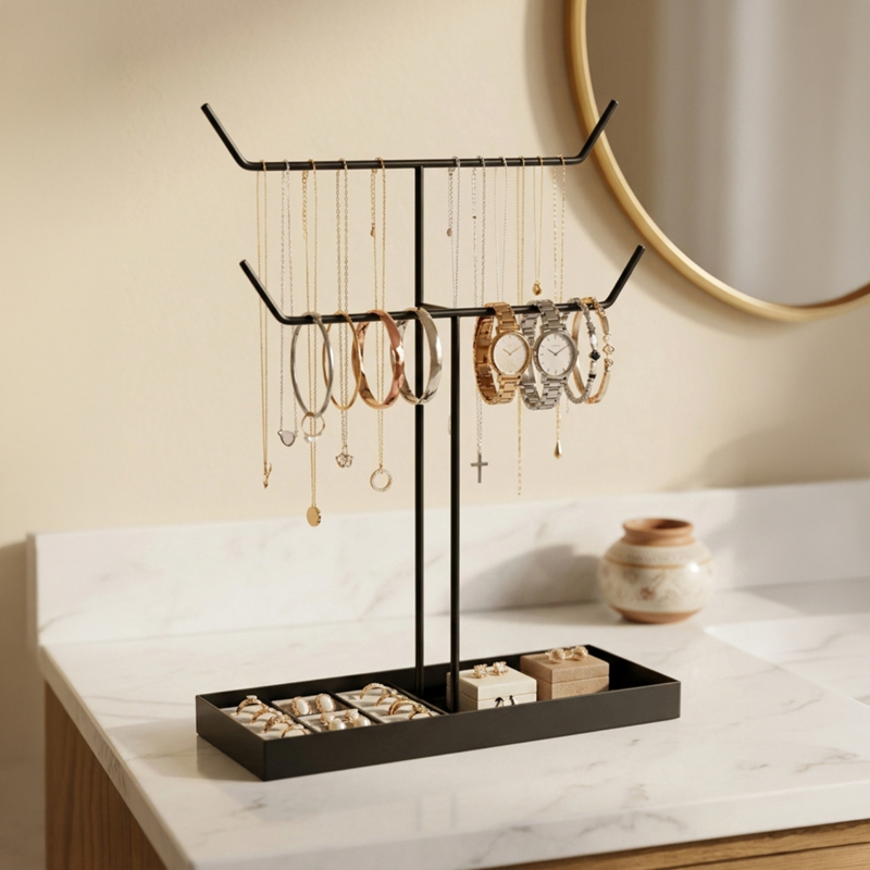 Bloom Jewel Metal Jewelry Stand - Black