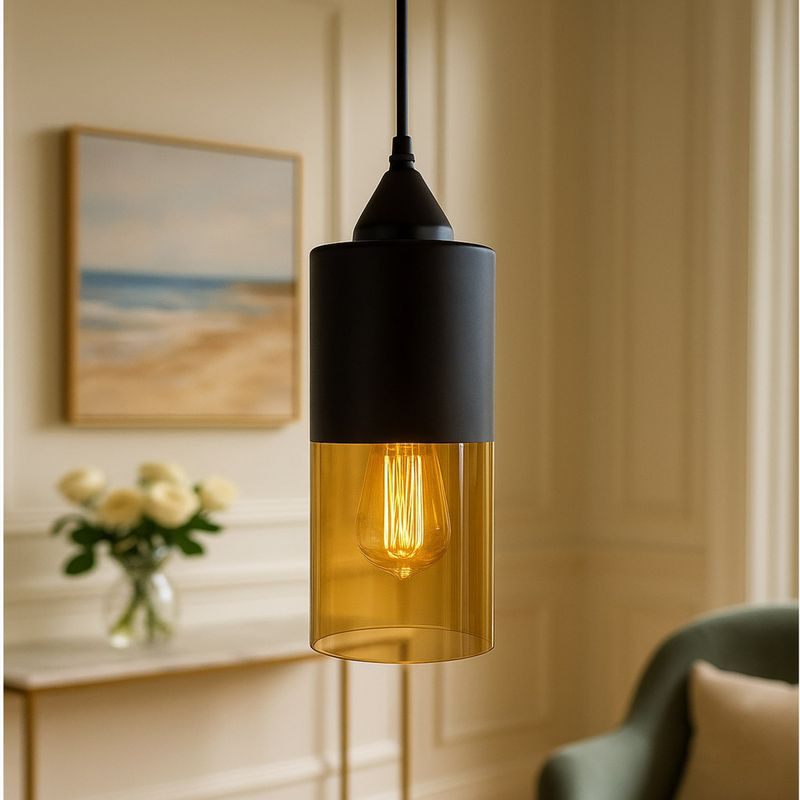 Capsule LED Glass Ceiling Lamp - Black