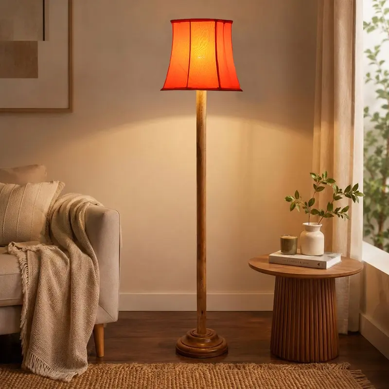 Tangerine Aura Cotton Floor Lamp