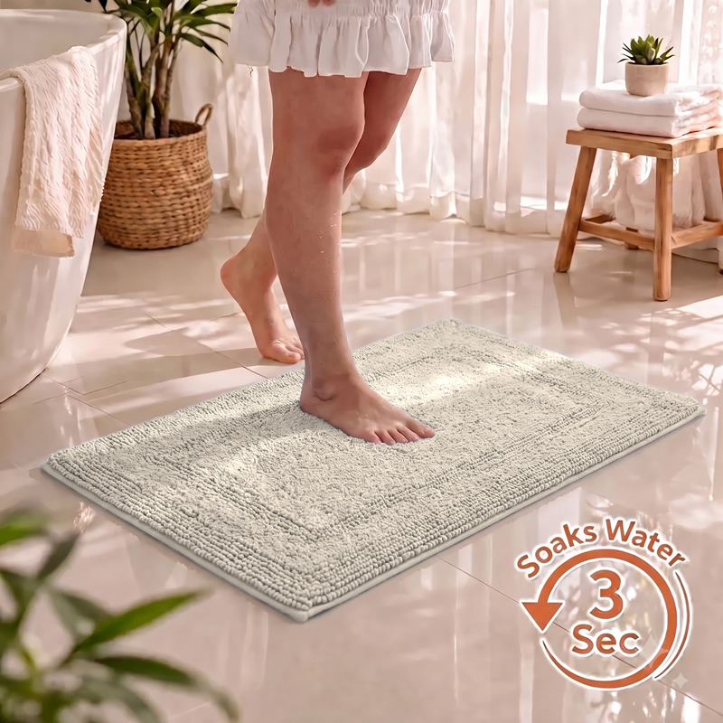 Aqualoom Reversible Bathmat - Ivory - 40 x 60 cms