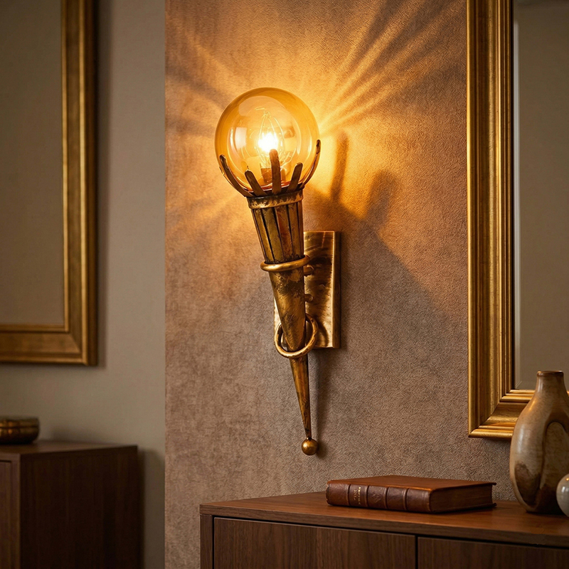 Cinder Luster Mashal Torch Metal Wall Lamp