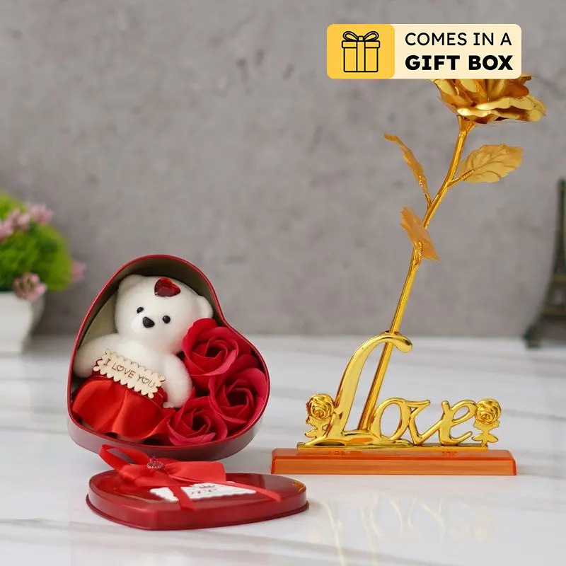 Forever Love Rose Gift Box - Gold