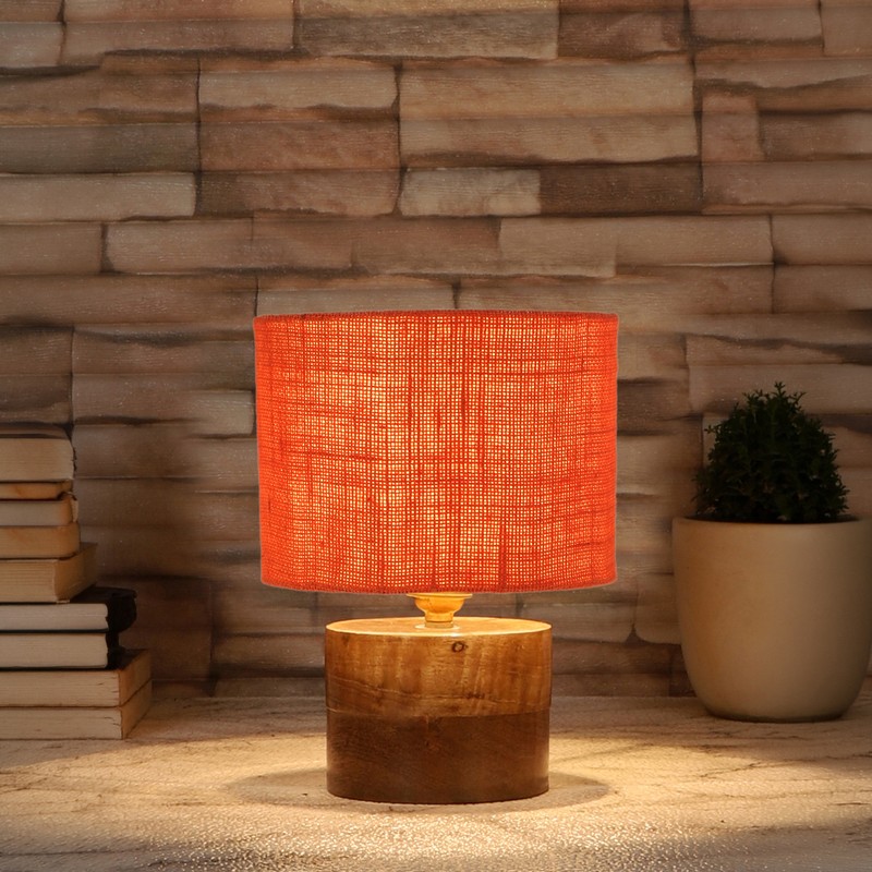 Hylaea Wooden Table Lamp - Orange