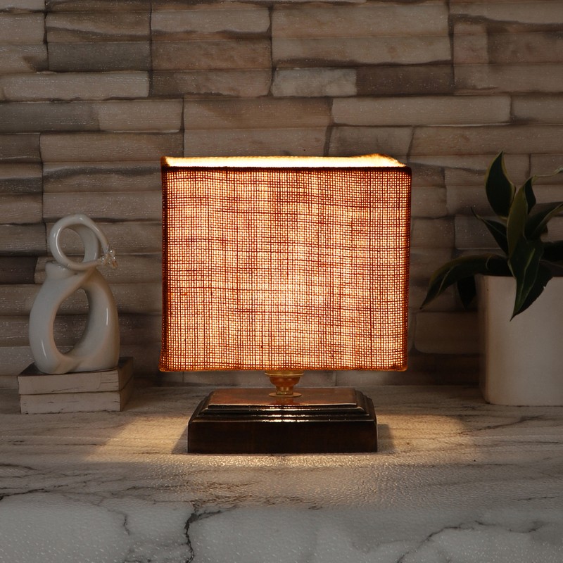 Shorea Wooden Table Lamp - Beige