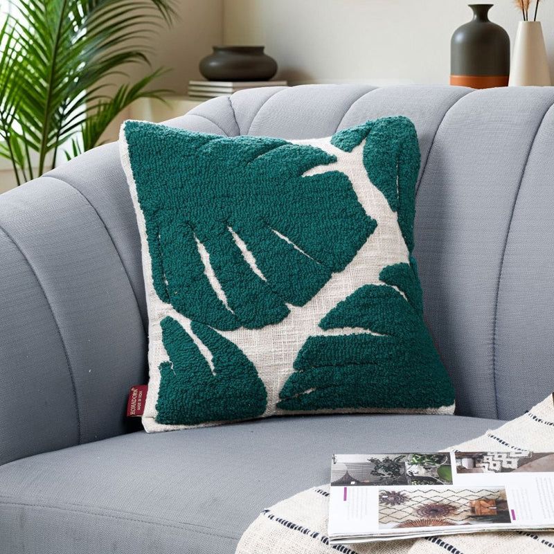 Olive Trail Tufted Cushion Cover