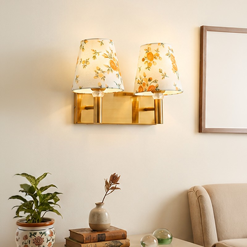 Elvarra Twin Cotton Wall Lamp - Orange
