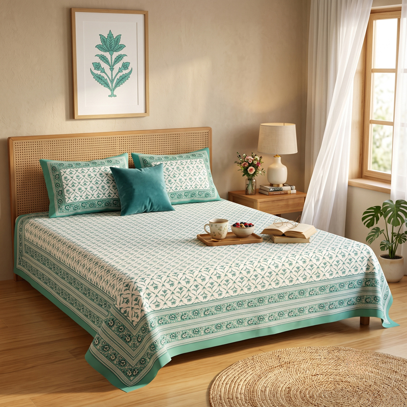 Heritage Petal Cotton Bedsheet - 186 TC - Queen/Double