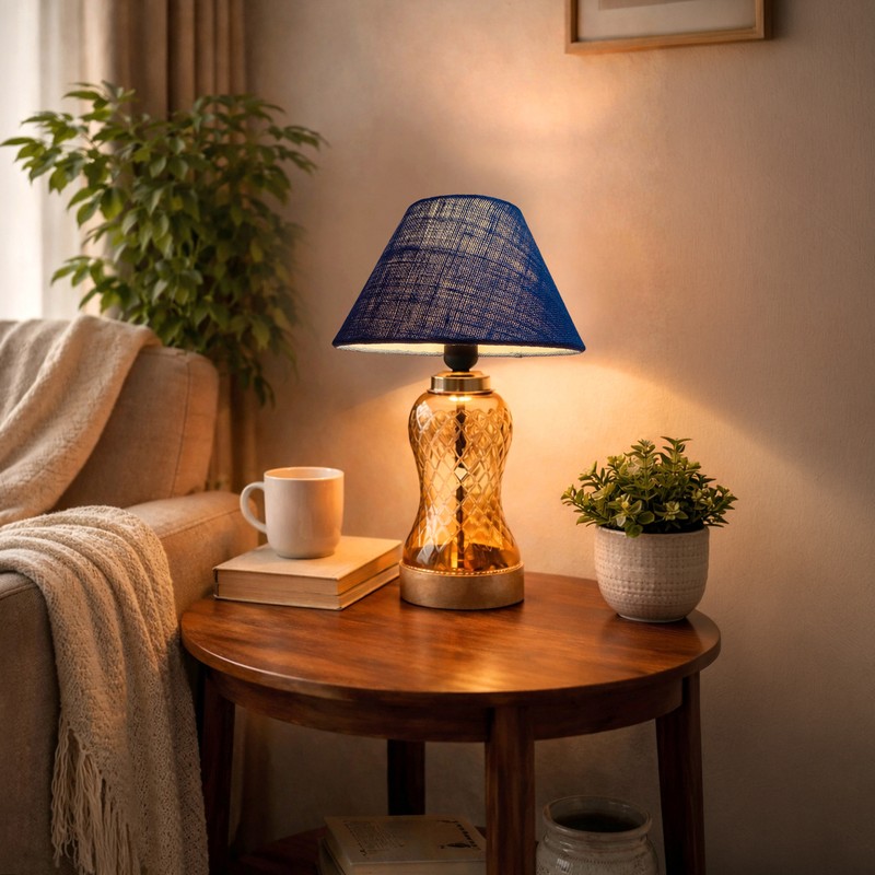 Corchorus Wooden Table Lamp - Blue