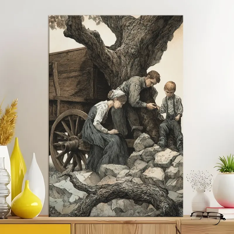 Old Oak Family Gathering Canvas Wall Painting