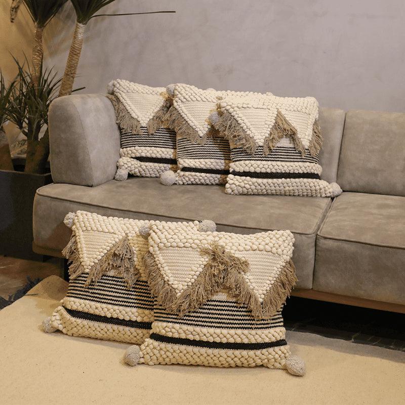 Wild Weave Tufted Cotton Cushion Cover - Set Of Five