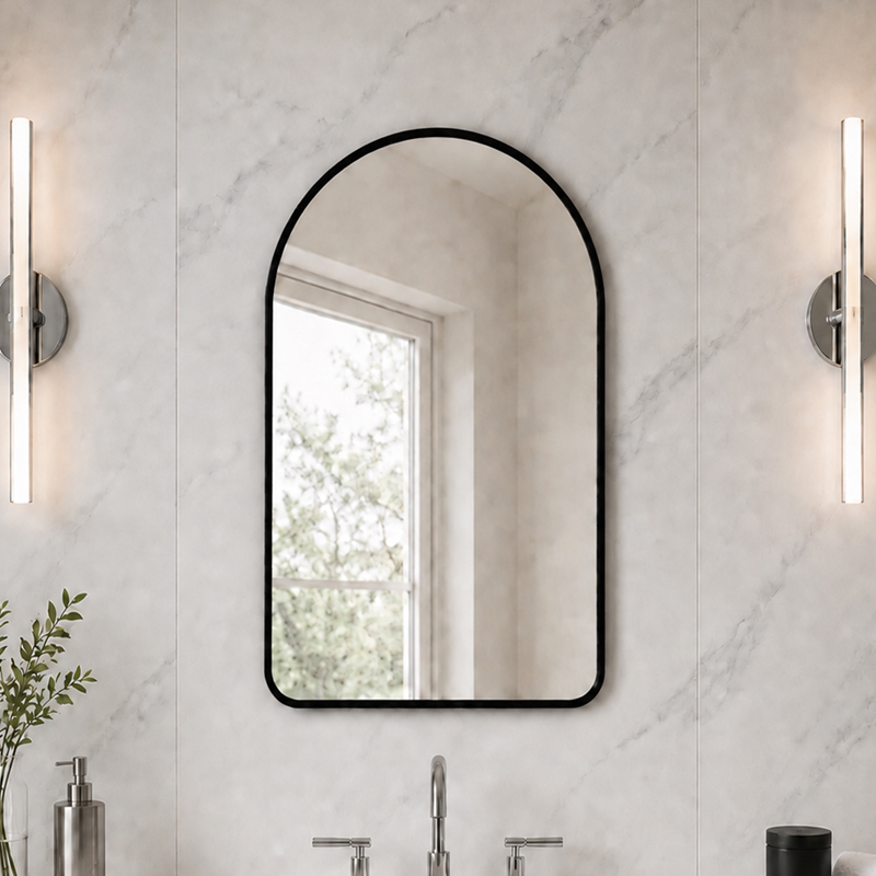 Arched Silhouette Wall Mirror - Black