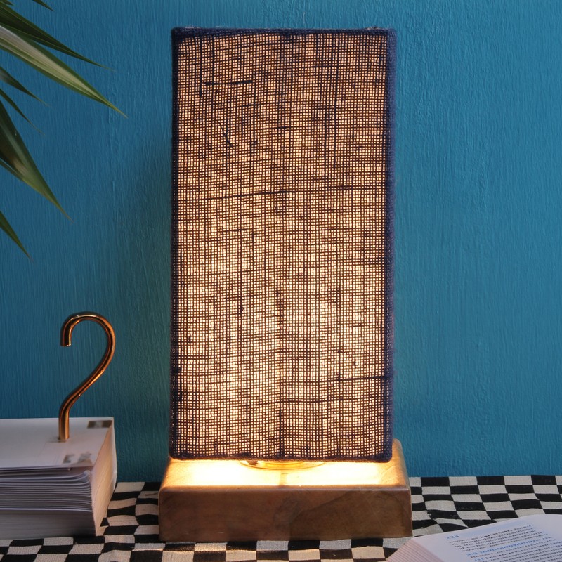 Juncus Wooden Table Lamp - Blue