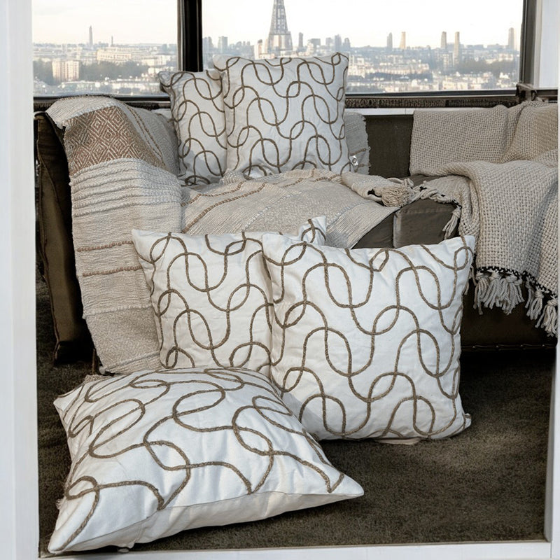 Abstract Swirls Tufted Cushion Cover Set - Set Of Five