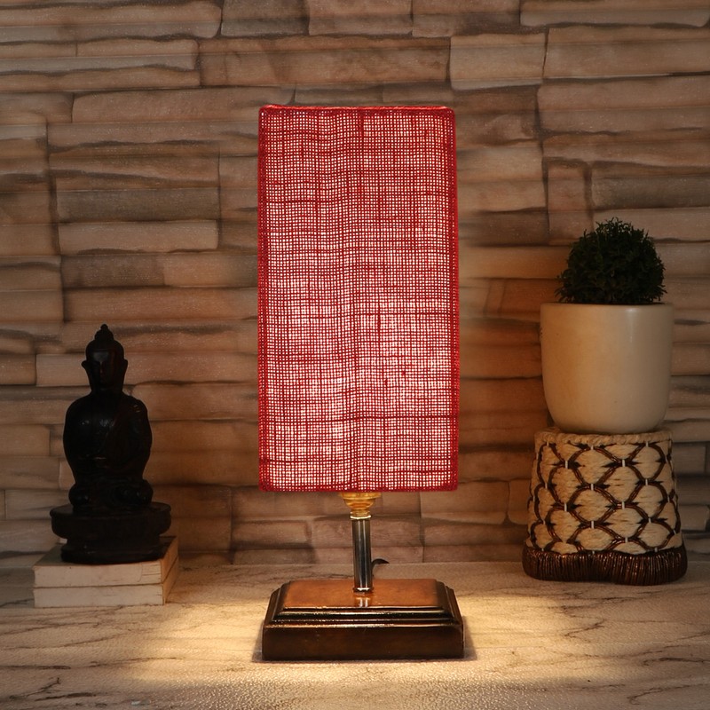 Rhodora Wooden Table Lamp - Red