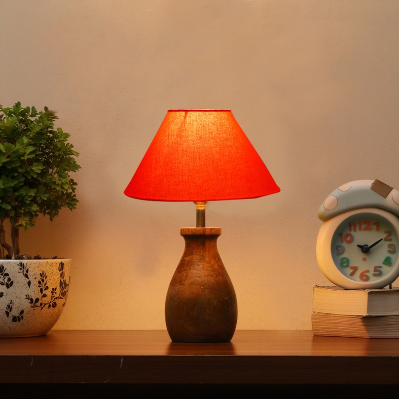 Pyrula Wooden Table Lamp - Orange