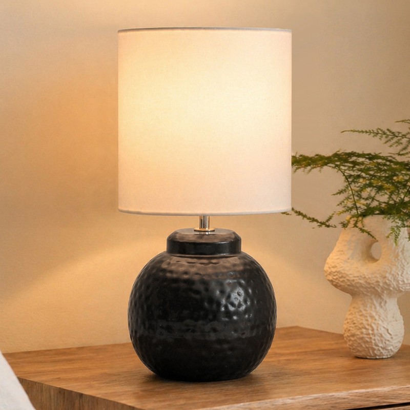 Marie Pastha Fabric Table Lamp - White,Black