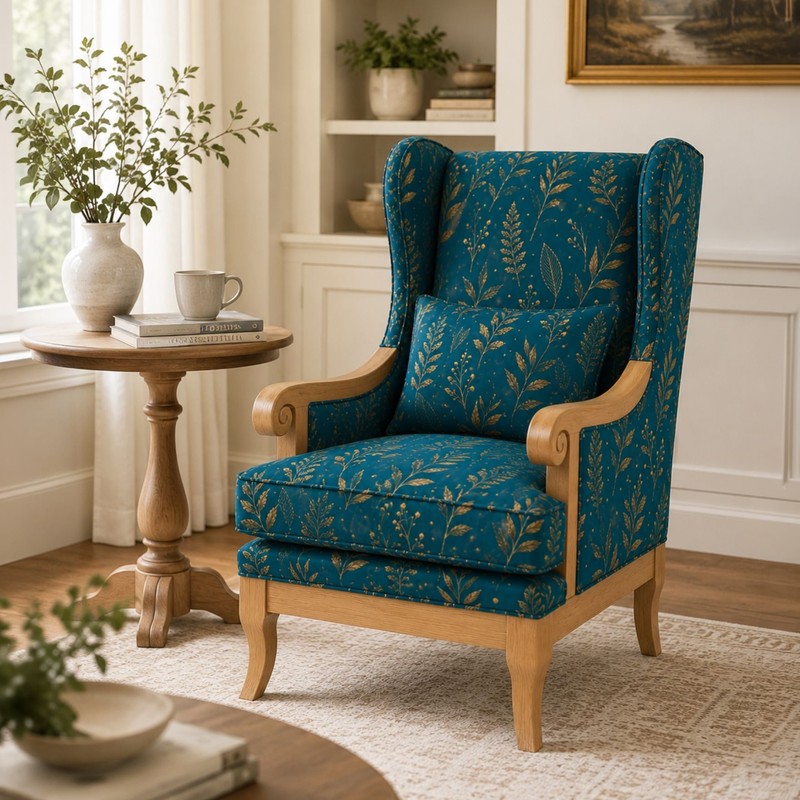 Harbour Teak Wood & Suede Lounge Chair