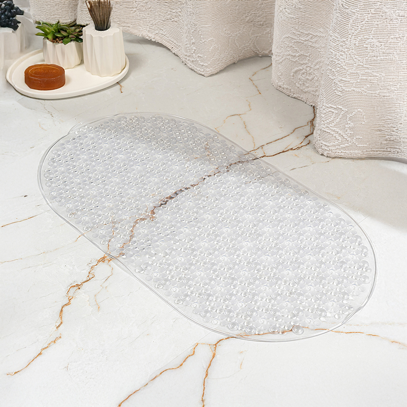 Pebble Weave Anti Skid PVC Shower Mat - Transparent