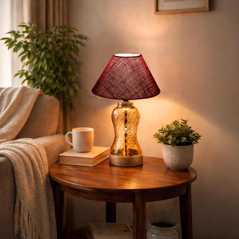 Corchorus Wooden Table Lamp - Red