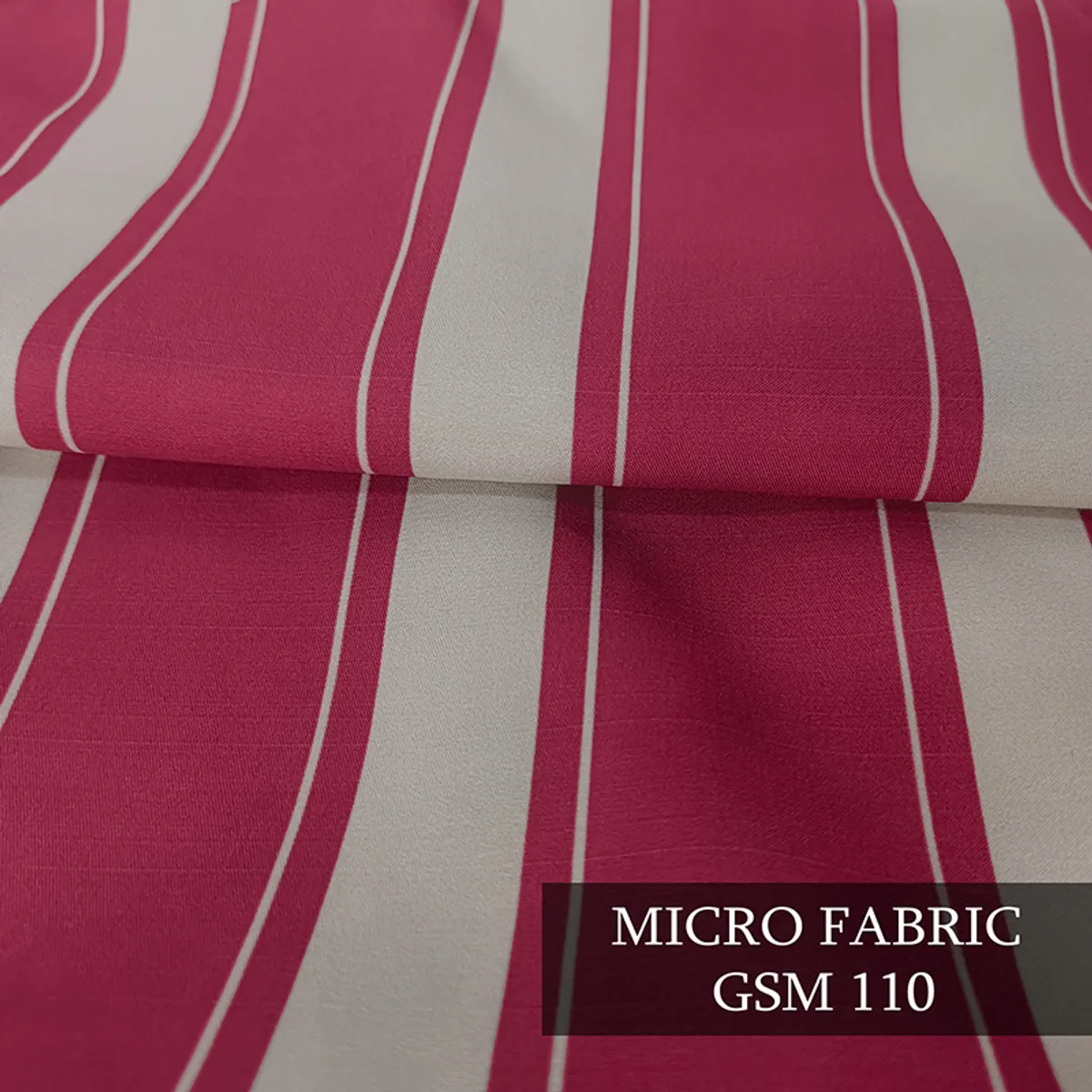 Close-up view of the purple and cream striped cushion cover fabric.