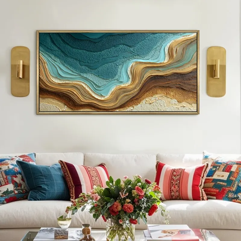 Coastal Layered Flow Canvas Wall Painting