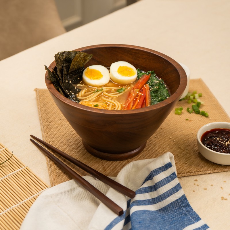 Kyoto Wooden Serving Bowl With Chopsticks - 1100 mL - 1100 mL