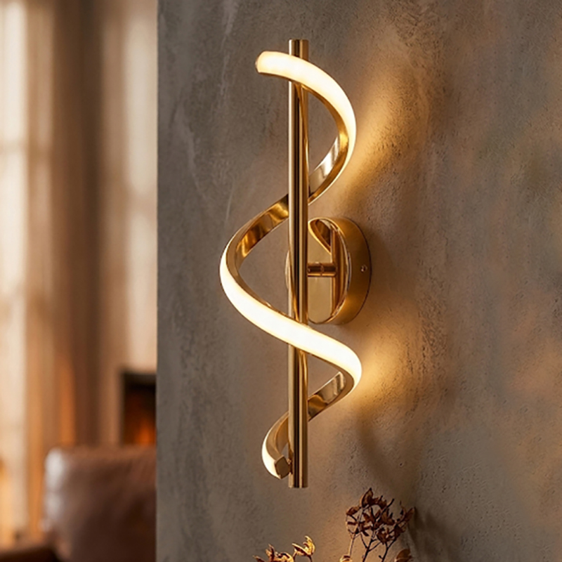 Karma Spiral Ribbon Metal Wall Lamp