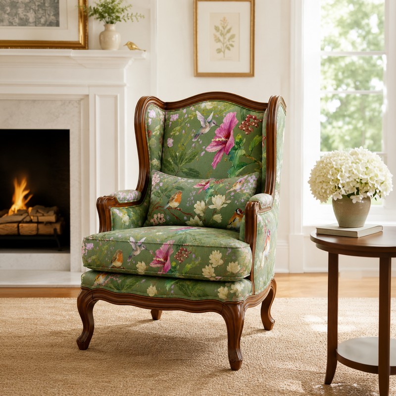 Bellafiore Teak Wood & Faux Suede Lounge Chair