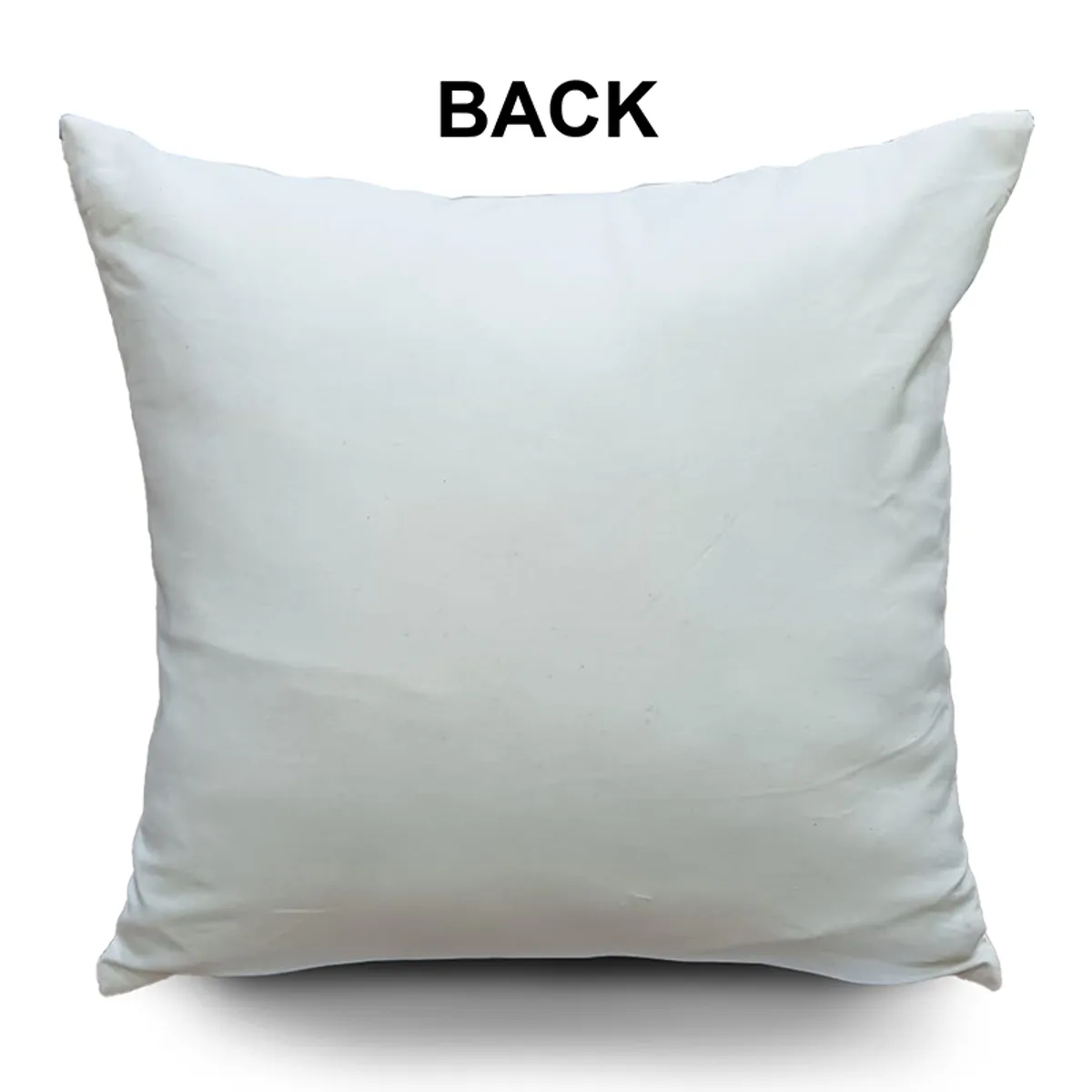 Plain white reverse side of a square cushion cover