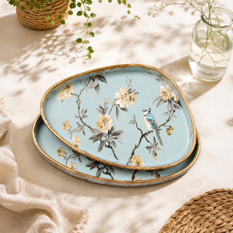 Scenic Mosaic MDF Serving Tray - Set of Two