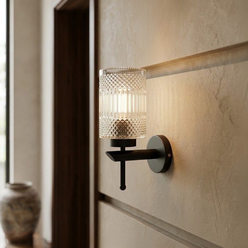Crystal Column Metal & Glass Wall Lamp