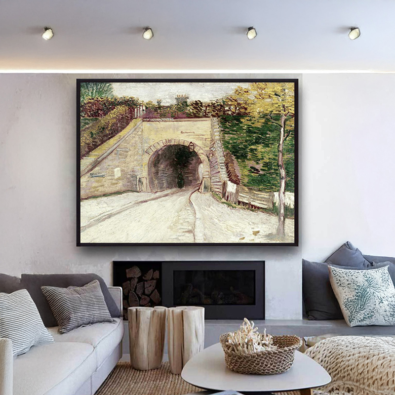 Stone Tunnel Passage Canvas Wall Painting With Frame - Small