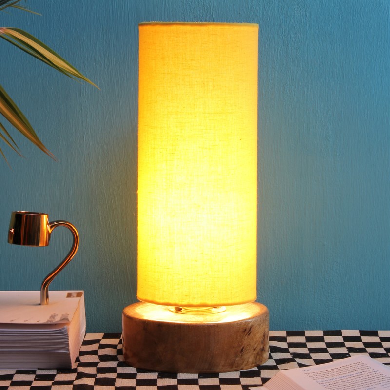 Fulgor Wooden Table Lamp - Yellow